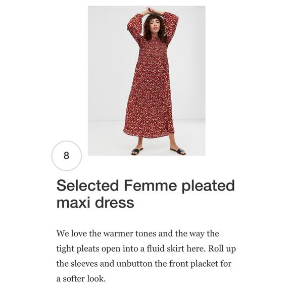 Selected Femme Floral Flowy pleats maxi dress ditsy floral ASOS Sz 8 Blogger Fav - Picture 2 of 16